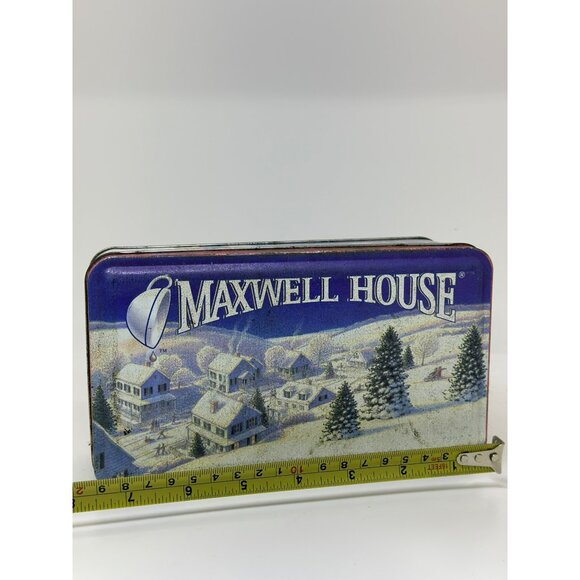 VTG 1997 Maxwell House Coffee Collectors Tin Winter Town Holiday Christmas Empty - Picture 6 of 6